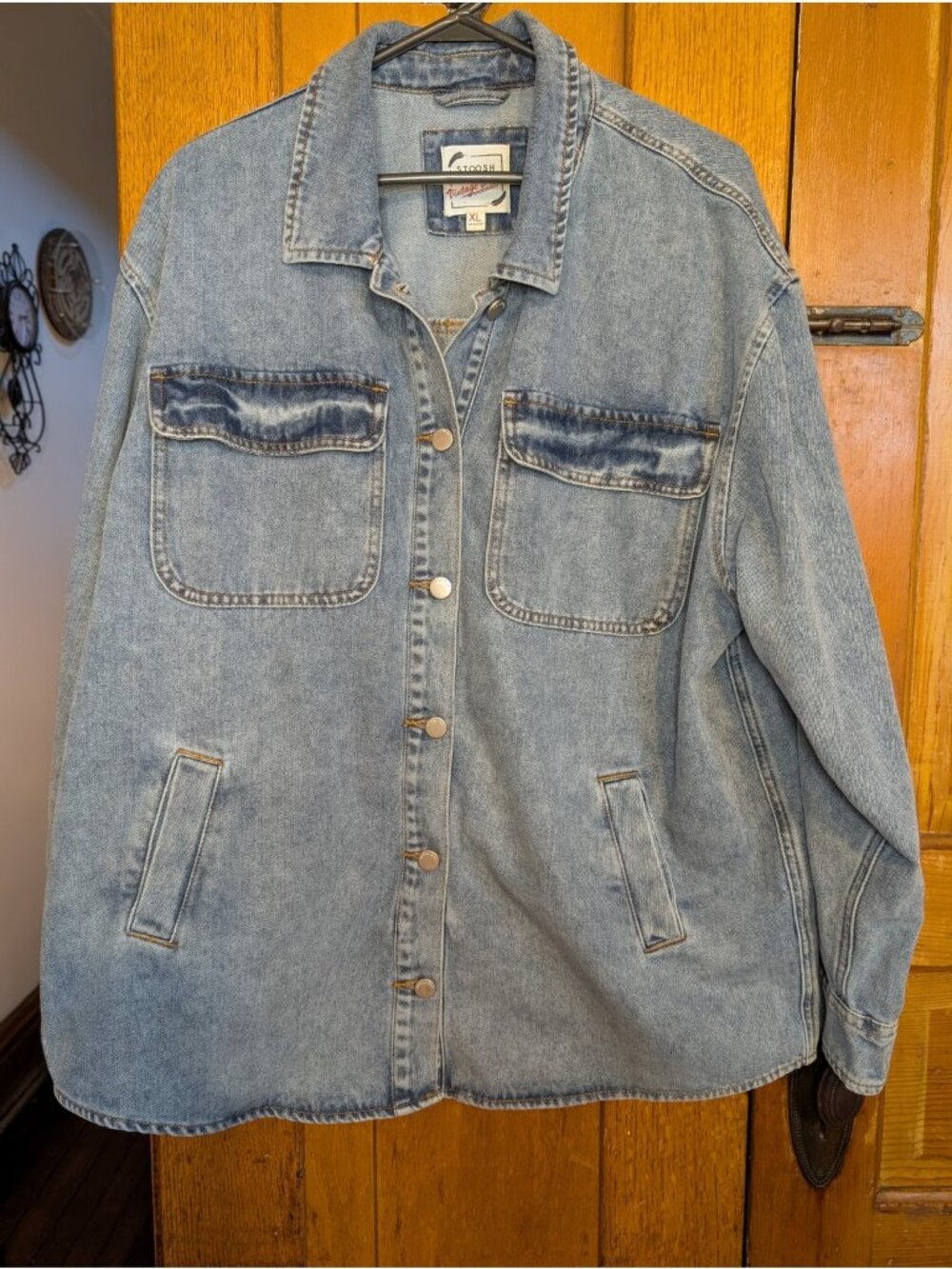 Stoosh Vintage Denim Jacket Medium Wash Oversized Size XL
